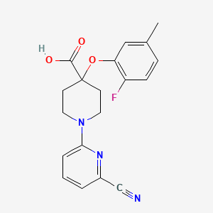 molecular formula C19H18FN3O3 B5413151 1-(6-cyanopyridin-2-yl)-4-(2-fluoro-5-methylphenoxy)piperidine-4-carboxylic acid 