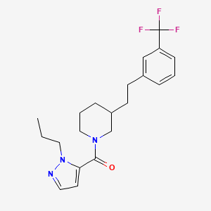 molecular formula C21H26F3N3O B5413163 1-[(1-propyl-1H-pyrazol-5-yl)carbonyl]-3-{2-[3-(trifluoromethyl)phenyl]ethyl}piperidine 