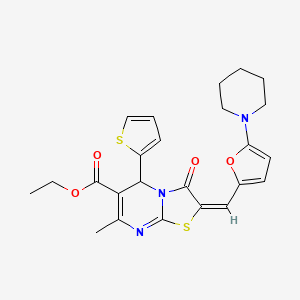 ethyl 7-methyl-3-oxo-2-{[5-(1-piperidinyl)-2-furyl]methylene}-5-(2-thienyl)-2,3-dihydro-5H-[1,3]thiazolo[3,2-a]pyrimidine-6-carboxylate