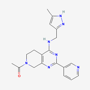 molecular formula C19H21N7O B5413219 7-acetyl-N-[(5-methyl-1H-pyrazol-3-yl)methyl]-2-pyridin-3-yl-5,6,7,8-tetrahydropyrido[3,4-d]pyrimidin-4-amine 