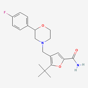 molecular formula C20H25FN2O3 B5413222 5-tert-butyl-4-{[2-(4-fluorophenyl)morpholin-4-yl]methyl}-2-furamide 