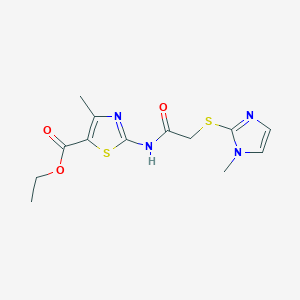 molecular formula C13H16N4O3S2 B5413236 ETHYL 4-METHYL-2-({2-[(1-METHYL-1H-IMIDAZOL-2-YL)SULFANYL]ACETYL}AMINO)-1,3-THIAZOLE-5-CARBOXYLATE 