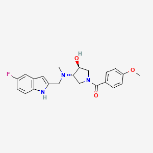 molecular formula C22H24FN3O3 B5413255 [(3S,4S)-3-[(5-fluoro-1H-indol-2-yl)methyl-methylamino]-4-hydroxypyrrolidin-1-yl]-(4-methoxyphenyl)methanone 