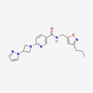 molecular formula C19H22N6O2 B5413392 N-[(3-propylisoxazol-5-yl)methyl]-6-[3-(1H-pyrazol-1-yl)azetidin-1-yl]nicotinamide 