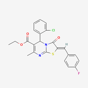 molecular formula C23H18ClFN2O3S B5413400 ETHYL (2Z)-5-(2-CHLOROPHENYL)-2-[(4-FLUOROPHENYL)METHYLIDENE]-7-METHYL-3-OXO-2H,3H,5H-[1,3]THIAZOLO[3,2-A]PYRIMIDINE-6-CARBOXYLATE 