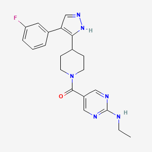 molecular formula C21H23FN6O B5413511 [2-(ethylamino)pyrimidin-5-yl]-[4-[4-(3-fluorophenyl)-1H-pyrazol-5-yl]piperidin-1-yl]methanone 