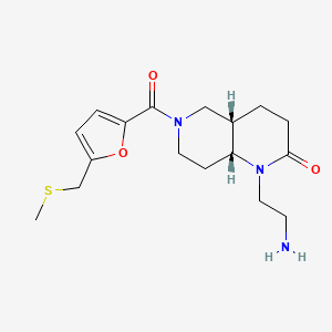 molecular formula C17H25N3O3S B5413518 rel-(4aS,8aR)-1-(2-aminoethyl)-6-{5-[(methylthio)methyl]-2-furoyl}octahydro-1,6-naphthyridin-2(1H)-one hydrochloride 