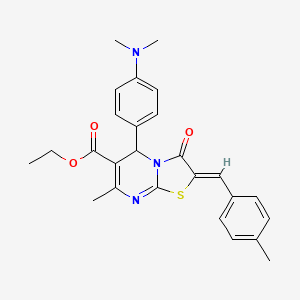 molecular formula C26H27N3O3S B5413538 ethyl (2Z)-5-[4-(dimethylamino)phenyl]-7-methyl-2-(4-methylbenzylidene)-3-oxo-2,3-dihydro-5H-[1,3]thiazolo[3,2-a]pyrimidine-6-carboxylate 