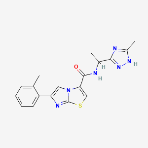 molecular formula C18H18N6OS B5413624 6-(2-methylphenyl)-N-[1-(5-methyl-1H-1,2,4-triazol-3-yl)ethyl]imidazo[2,1-b][1,3]thiazole-3-carboxamide 