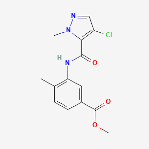 molecular formula C14H14ClN3O3 B5413644 methyl 3-{[(4-chloro-1-methyl-1H-pyrazol-5-yl)carbonyl]amino}-4-methylbenzoate 