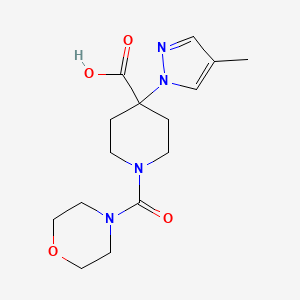 molecular formula C15H22N4O4 B5413649 4-(4-methyl-1H-pyrazol-1-yl)-1-(morpholin-4-ylcarbonyl)piperidine-4-carboxylic acid 