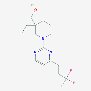 molecular formula C15H22F3N3O B5413714 {3-ethyl-1-[4-(3,3,3-trifluoropropyl)pyrimidin-2-yl]piperidin-3-yl}methanol 