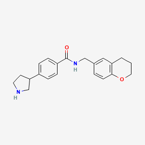 molecular formula C21H24N2O2 B5413786 N-(3,4-dihydro-2H-chromen-6-ylmethyl)-4-(3-pyrrolidinyl)benzamide hydrochloride 