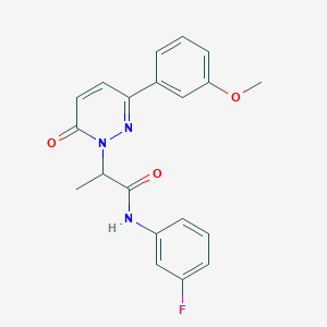 molecular formula C20H18FN3O3 B5413804 N-(3-fluorophenyl)-2-[3-(3-methoxyphenyl)-6-oxo-1(6H)-pyridazinyl]propanamide 