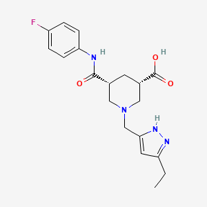 (3S,5R)-1-[(3-ethyl-1H-pyrazol-5-yl)methyl]-5-[(4-fluorophenyl)carbamoyl]piperidine-3-carboxylic acid