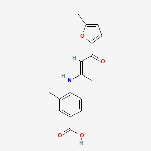 molecular formula C17H17NO4 B5413896 3-methyl-4-{[1-methyl-3-(5-methyl-2-furyl)-3-oxo-1-propen-1-yl]amino}benzoic acid 