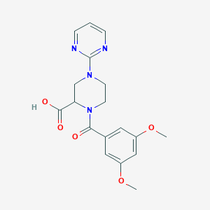 molecular formula C18H20N4O5 B5413904 1-(3,5-dimethoxybenzoyl)-4-pyrimidin-2-ylpiperazine-2-carboxylic acid 