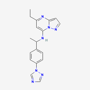 molecular formula C18H19N7 B5413951 5-ethyl-N-{1-[4-(1H-1,2,4-triazol-1-yl)phenyl]ethyl}pyrazolo[1,5-a]pyrimidin-7-amine 