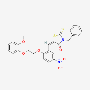 molecular formula C26H22N2O6S2 B5413969 3-benzyl-5-{2-[2-(2-methoxyphenoxy)ethoxy]-5-nitrobenzylidene}-2-thioxo-1,3-thiazolidin-4-one 