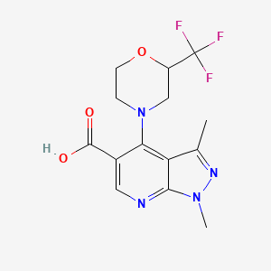 molecular formula C14H15F3N4O3 B5413983 1,3-dimethyl-4-[2-(trifluoromethyl)morpholin-4-yl]-1H-pyrazolo[3,4-b]pyridine-5-carboxylic acid 