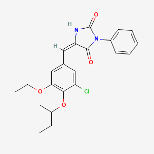 (5E)-5-[4-(butan-2-yloxy)-3-chloro-5-ethoxybenzylidene]-3-phenylimidazolidine-2,4-dione