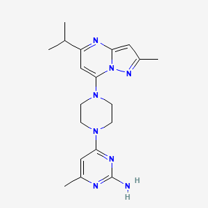 molecular formula C19H26N8 B5414071 4-[4-(5-isopropyl-2-methylpyrazolo[1,5-a]pyrimidin-7-yl)-1-piperazinyl]-6-methyl-2-pyrimidinamine 