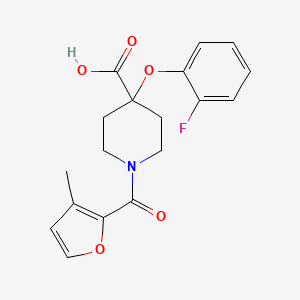 molecular formula C18H18FNO5 B5414074 4-(2-fluorophenoxy)-1-(3-methyl-2-furoyl)piperidine-4-carboxylic acid 