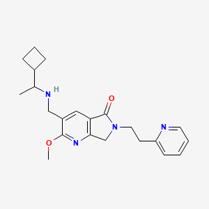 molecular formula C22H28N4O2 B5414099 3-{[(1-cyclobutylethyl)amino]methyl}-2-methoxy-6-(2-pyridin-2-ylethyl)-6,7-dihydro-5H-pyrrolo[3,4-b]pyridin-5-one 