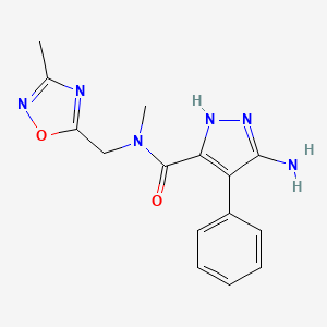 molecular formula C15H16N6O2 B5414135 5-amino-N-methyl-N-[(3-methyl-1,2,4-oxadiazol-5-yl)methyl]-4-phenyl-1H-pyrazole-3-carboxamide 