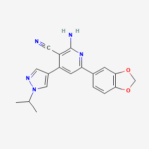 2-amino-6-(1,3-benzodioxol-5-yl)-4-(1-isopropyl-1H-pyrazol-4-yl)nicotinonitrile