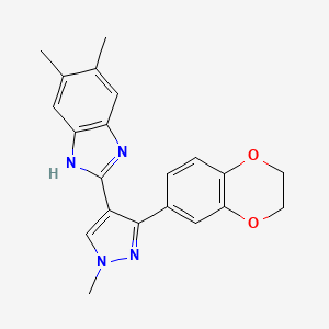 molecular formula C21H20N4O2 B5414722 2-[3-(2,3-dihydro-1,4-benzodioxin-6-yl)-1-methyl-1H-pyrazol-4-yl]-5,6-dimethyl-1H-benzimidazole 