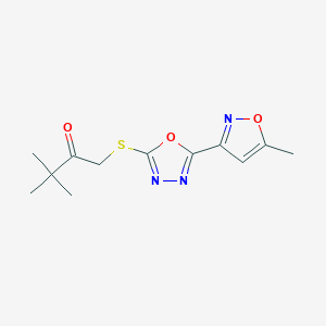 3,3-dimethyl-1-{[5-(5-methyl-3-isoxazolyl)-1,3,4-oxadiazol-2-yl]thio}-2-butanone