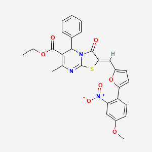 molecular formula C28H23N3O7S B5419179 ethyl 2-{[5-(4-methoxy-2-nitrophenyl)-2-furyl]methylene}-7-methyl-3-oxo-5-phenyl-2,3-dihydro-5H-[1,3]thiazolo[3,2-a]pyrimidine-6-carboxylate 