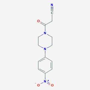 molecular formula C13H14N4O3 B054195 3-[4-(4-Nitrophenyl)piperazin-1-yl]-3-oxopropanenitrile CAS No. 122648-74-2