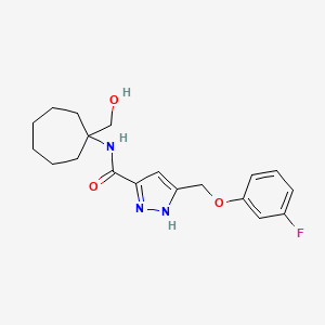 molecular formula C19H24FN3O3 B5419584 5-[(3-fluorophenoxy)methyl]-N-[1-(hydroxymethyl)cycloheptyl]-1H-pyrazole-3-carboxamide 