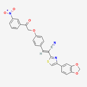 molecular formula C27H17N3O6S B5419705 (E)-2-[4-(1,3-benzodioxol-5-yl)-1,3-thiazol-2-yl]-3-[4-[2-(3-nitrophenyl)-2-oxoethoxy]phenyl]prop-2-enenitrile 