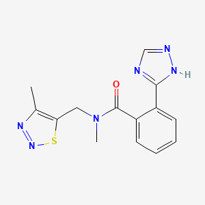 molecular formula C14H14N6OS B5419710 N-methyl-N-[(4-methyl-1,2,3-thiadiazol-5-yl)methyl]-2-(1H-1,2,4-triazol-3-yl)benzamide 