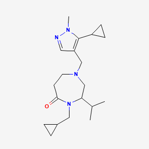 molecular formula C20H32N4O B5419726 4-(cyclopropylmethyl)-1-[(5-cyclopropyl-1-methyl-1H-pyrazol-4-yl)methyl]-3-isopropyl-1,4-diazepan-5-one 