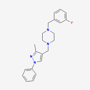 molecular formula C22H25FN4 B5419760 1-(3-fluorobenzyl)-4-[(3-methyl-1-phenyl-1H-pyrazol-4-yl)methyl]piperazine 