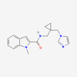 molecular formula C18H20N4O B5419768 N-{[1-(1H-imidazol-1-ylmethyl)cyclopropyl]methyl}-1-methyl-1H-indole-2-carboxamide 