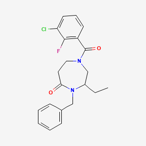 4-benzyl-1-(3-chloro-2-fluorobenzoyl)-3-ethyl-1,4-diazepan-5-one