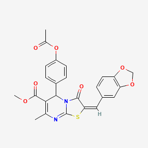 molecular formula C25H20N2O7S B5419814 methyl (2E)-5-[4-(acetyloxy)phenyl]-2-(1,3-benzodioxol-5-ylmethylidene)-7-methyl-3-oxo-2,3-dihydro-5H-[1,3]thiazolo[3,2-a]pyrimidine-6-carboxylate 