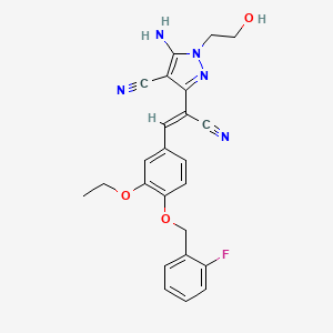 5-amino-3-[(Z)-1-cyano-2-[3-ethoxy-4-[(2-fluorophenyl)methoxy]phenyl]ethenyl]-1-(2-hydroxyethyl)pyrazole-4-carbonitrile