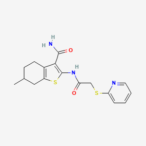 molecular formula C17H19N3O2S2 B5419847 6-Methyl-2-{[(pyridin-2-ylsulfanyl)acetyl]amino}-4,5,6,7-tetrahydro-1-benzothiophene-3-carboxamide 