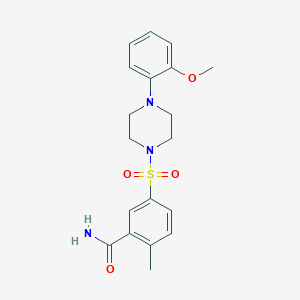 molecular formula C19H23N3O4S B5419868 5-{[4-(2-methoxyphenyl)-1-piperazinyl]sulfonyl}-2-methylbenzamide 