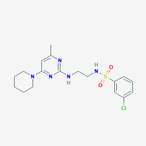 molecular formula C18H24ClN5O2S B5419994 3-chloro-N-(2-{[4-methyl-6-(1-piperidinyl)-2-pyrimidinyl]amino}ethyl)benzenesulfonamide 