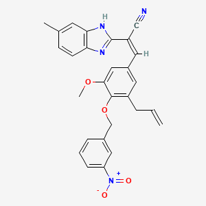 molecular formula C28H24N4O4 B5420660 (Z)-3-[3-methoxy-4-[(3-nitrophenyl)methoxy]-5-prop-2-enylphenyl]-2-(6-methyl-1H-benzimidazol-2-yl)prop-2-enenitrile 