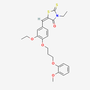 (5E)-5-[[3-ethoxy-4-[3-(2-methoxyphenoxy)propoxy]phenyl]methylidene]-3-ethyl-2-sulfanylidene-1,3-thiazolidin-4-one