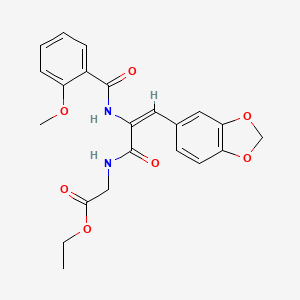 ethyl 2-[[(E)-3-(1,3-benzodioxol-5-yl)-2-[(2-methoxybenzoyl)amino]prop-2-enoyl]amino]acetate