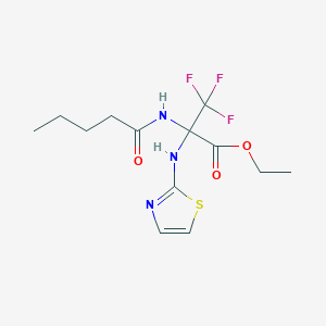 ETHYL 3,3,3-TRIFLUORO-2-PENTANAMIDO-2-[(1,3-THIAZOL-2-YL)AMINO]PROPANOATE